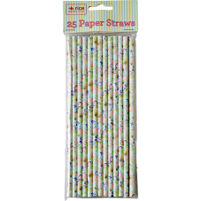 Blue Flower Paper Straws Pack of 25 By Rice DK